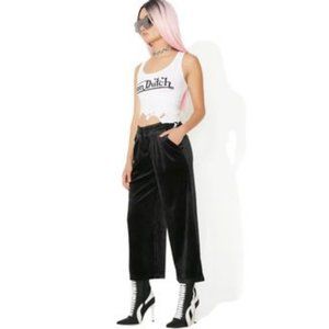 Juicy Couture Black Label Velour Cropped Wide Leg